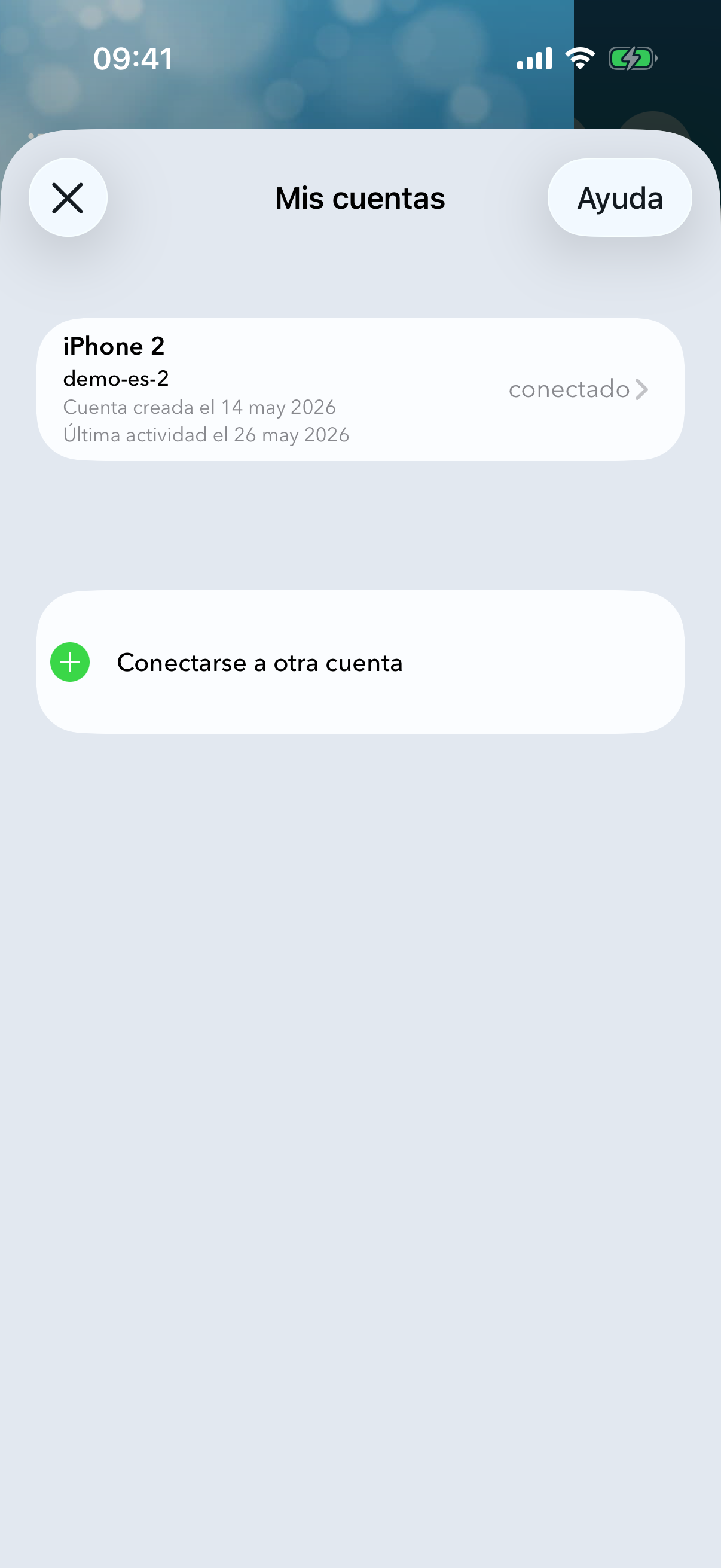 Opción «Conectar otra cuenta» resaltada.